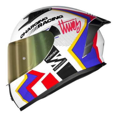 Imagem de Capacete Norisk Flow Vizion Branco Azul e Vermelho Cor:Branco+Vermelho