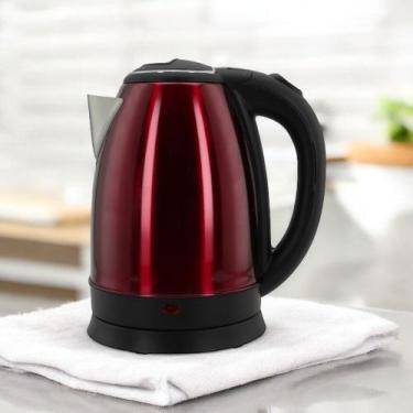 Imagem de Chaleira Elétrica Inox Vermelha 1,8L 220V: Ferve Rápido e Desliga Sozi