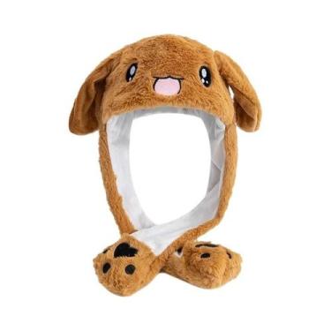 Imagem de Gorro De Inverno Feminino Com Orelhas De Coelho, Boné De Pelúcia Engra