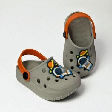 Imagem de Babuche Infantil Masculino Astronauta - NoBrand, Cinza, 25/26