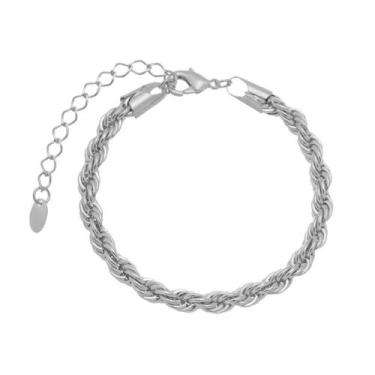 Imagem de Pulseira feminina cordão baiano folheada em ródio branco priscila - Pi