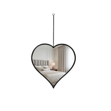 Imagem de Espelho Decorativo de Parede Coração pendurar Preto 25cm - Wellmix