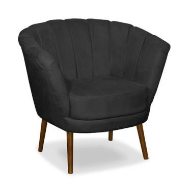 Imagem de Poltrona Pétala Flor Decorativa Suede Preto - Sonho das Poltronas