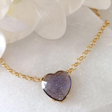 Imagem de Colar Coração Shine Purple Banhado Ouro Izagi