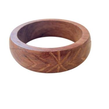 Imagem de Bracelete de Madeira Entalhado - - Pistache Acessórios, Marrom, Liso