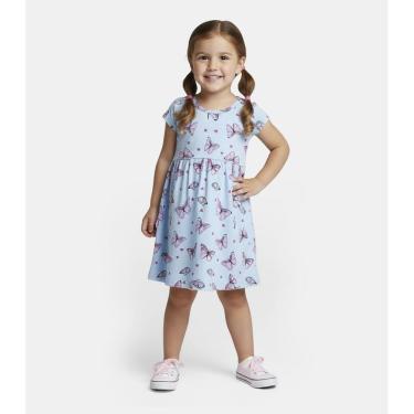 Imagem de Vestido Infantil Manga Curta Estampado Biju Kids Azul
