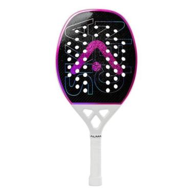 Imagem de Raquete Beach Tennis Alma Genius Skagen Branca/Rosa Carbono 3k