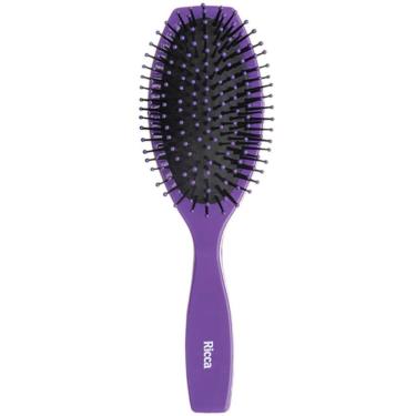 Imagem de Escova de Cabelo Oval Almofadada No 186 com Cerdas de Nylon Pontas Arredondadas Roxa Ricca