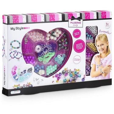 Imagem de Kit de Pulseiras My Style Lovely com Miçangas Coloridas e Porta-Pulseiras em Coração Multikids