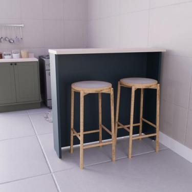 Imagem de Bancada Ilha 120cm 100% MDF Cozinha Sevilha Azul/Órion/Cinza Argila - 