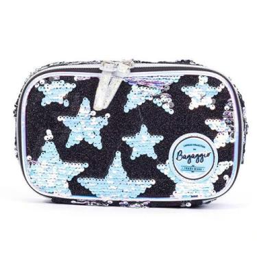 Imagem de Estojo Escolar Feminino Black Velvet Stars Preto - Bagaggio, U