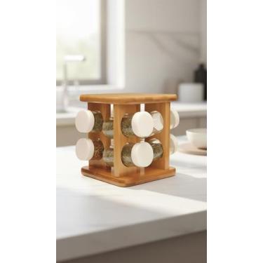 Imagem de Porta Condimentos Giratório Bambu 9 Potes - Congratulations Store