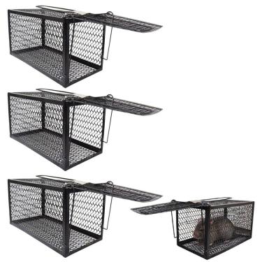 Imagem de Ratoeira Gaiola Kit 3 Uni Captura Camundongos Rato Ratazana Roedor Arapuca Cilada Alcapao