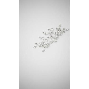 Imagem de Pente de Cabelo Folha Cristal Prateado 12x7cm - Congratulations Store