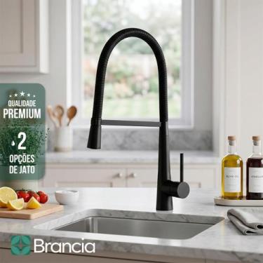 Imagem de Torneira Cozinha Gourmet Monocomando Fosca Cor Preta Ducha Extensível 