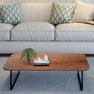 Imagem de Mesa de Centro Retangular MDF Roma 90x50x33cm Marrom Preto/Cinamomo - 