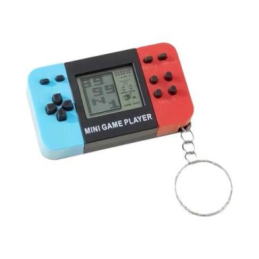 Imagem de Mini Console De Jogos Portátil Retrô Azul Com Chaveiro E Sinos Para Mo
