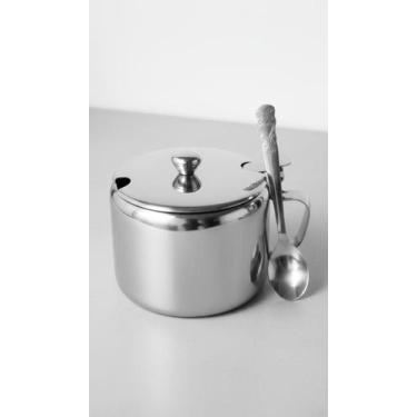Imagem de Açucareiro Inox Com Tampa e Colher 300ml - Congratulations Store