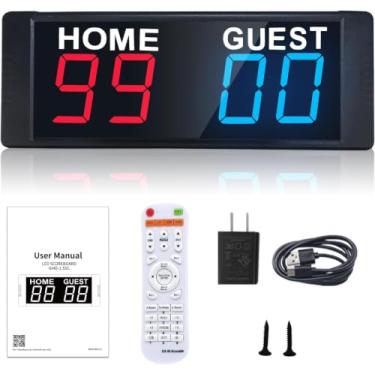 Imagem de YZ Placar Digital Portátil Led, Eletrônico De Mesa Com Controle Remoto, Marcador Pontos Para Jogos Cornhole/Basquete/Pingue-Pongue/Beisebol/Tênis/Vôlei Em Ambientes Internos E Externos