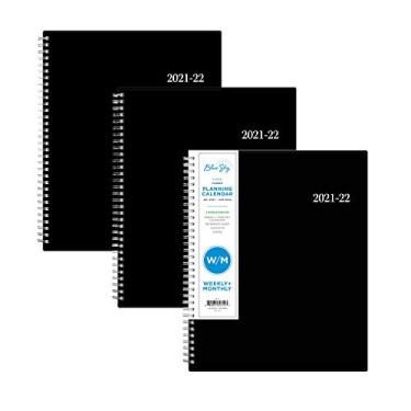 Imagem de Blue Sky Agenda semanal e mensal de ano acadêmico 2021-2022, 21,5 x 27,9 cm, capa flexível, encadernada, Enterprise (135773), pacote com 3, preto