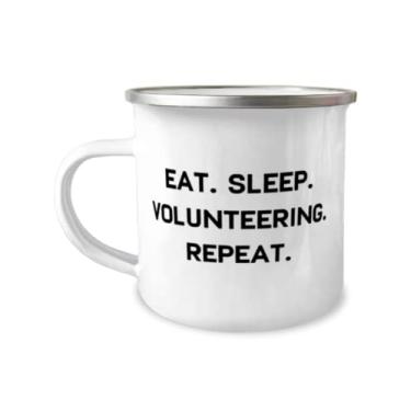 Imagem de Presentes de voluntariado para amigos, comer. Dormir. Voluntariado. Repeat, sarcástico Voluntariado 355 ml, Caneca para campista de 355 ml, de
