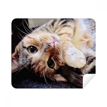 Imagem de Listras gatinho gato relaxar animal adorável pano de limpeza limpador de tela 2 peças tecido de camurça