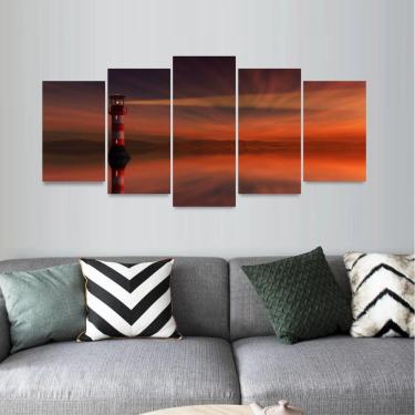 Imagem de Quadro Paisagem Pôr do Sol Farol Amanhecer Anoitecer Céu