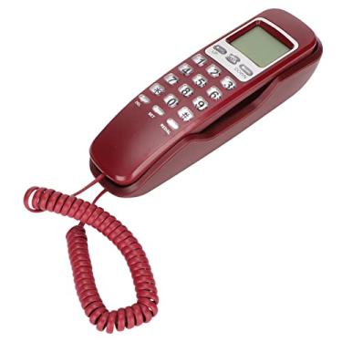 Imagem de Telefone com fio montado na parede, visor LCD compacto com função de flash de rediscagem com botões grandes, telefone fixo de mesa para escritório doméstico do hotel(Vermelho)