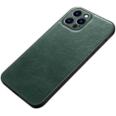 Imagem de HAODEE Capa de telefone traseira, para Apple iPhone 13 (2021) 6,1 polegadas silicone colando couro capa à prova de choque [proteção de câmera atualizada] (cor: verde)