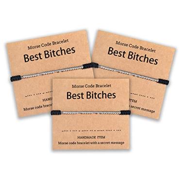 Imagem de Shonyin — Pulseiras com código Morse combinando com pulseira ajustável, joia divertida, presente exclusivo para mulheres, homens, mãe, filha, 3 peças
