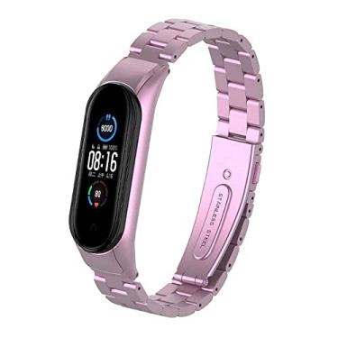 Imagem de Pulseira NSmart magnética em aço inoxidável compatíveis com MI BAND 5, Lilás 3 elos