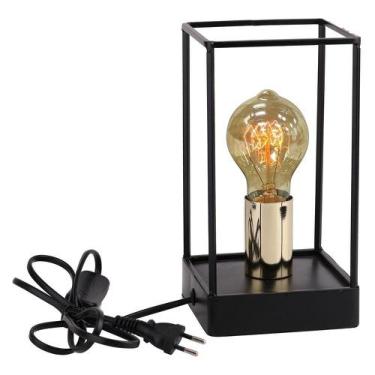 Imagem de Luminária De Metal Preto E Dourado Com Lampada De Filamento 127V - Bab