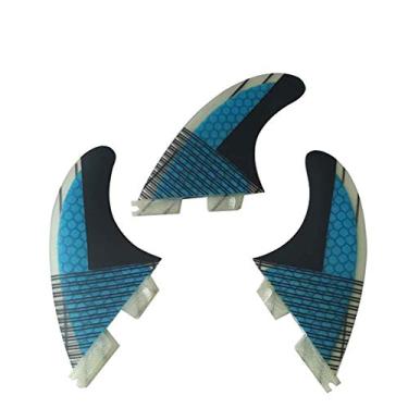 Imagem de TOPWAYS Barbatana de prancha de surf de fibra de vidro + favo de mel (3) conjunto de barbatanas de surfe de propulsão flexível de vidro (abas duplas II estilo plugue tamanho G5) - conjunto de