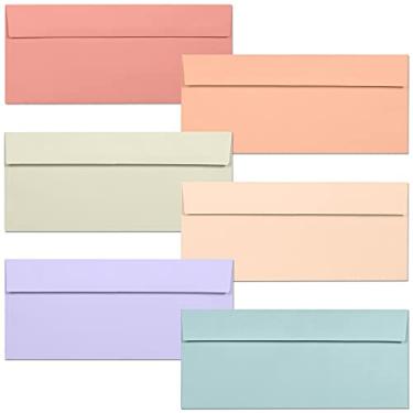 Imagem de Envelopes de negócios, pacote com 120 envelopes nº 10, 10 x 22 cm, 6 cores pastel quentes