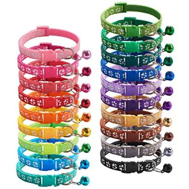 Imagem de Flymind 19 coleiras de identificação para filhotes com sino ajustável 19 – 32 cm, coleira reflexiva ajustável de nylon macio para recém-nascidos e animais de estimação