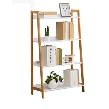 Imagem de KIZQYN Estante de livros sala de estar prateleira trapezoidal quarto prateleira simples prateleira de chão prateleira de armazenamento prateleira de parede para casa estante de livros (cor: a)