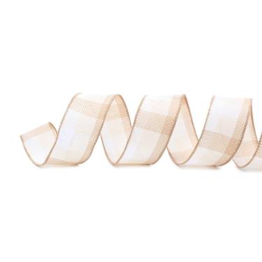 Imagem de Fita Natalina Juta Xadrez Bco/beg 1un 3,80cmx9,14mt 1116931