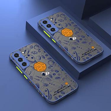 Imagem de Estojo fosco astronauta para Samsung S22 Ultra S21 S20 FE A52 A53 A72 A12 A52s A51 A71 Capa de telefone rígido acrílico à prova de choque, azul, para Samsung S21 Ultra