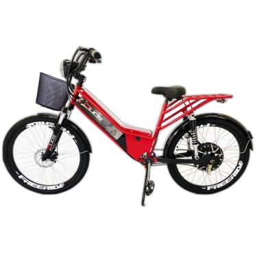 Imagem de Bicicleta Elétrica com Bateria de Lítio 48V 13Ah Confort FULL Vermelha com Cestinha