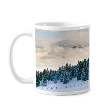 Imagem de Caneca de cerâmica para café porcelana cerâmica com cenário de natureza da floresta de neve