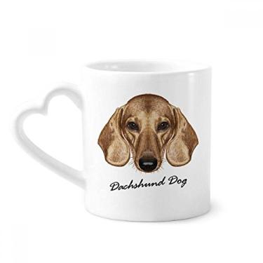Imagem de Caneca marrom de cachorro Dachshund de perna curta caneca de café cerâmica copo de coração de vidro