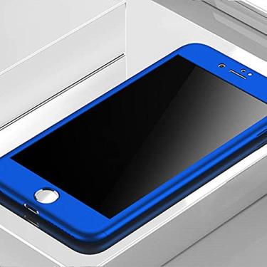 Imagem de Para 360 capa de telefone de capa completa para iphone 7 8 6 6s plus SE 2020 capa protetora para iphone 11 pro xs max xr 5 5s capa com vidro, azul, para iphone xr