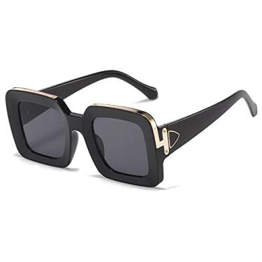Imagem de Óculos de sol vintage preto quadrado vermelho gradiente para mulheres moda clipe de metal óculos de sol masculino hip hop uv400 tons gafas de sol, preto cinza, tamanho único