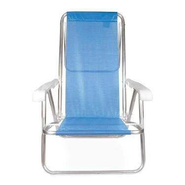 Imagem de Cadeira 8 Posições Praia Piscina Reclinável Alumínio Azul - Mor