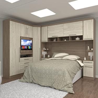 Imagem de Guarda Roupa Dormitório Modulado Master Casal Queen 1,58 m Canto c/Painel Giratório p/TV - Luciane M14 Cor:Ártico Rúst