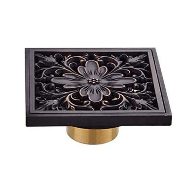 Imagem de Piso ralo chuveiro quadrado todo em cobre com tampa removível padrão peneira anti-odor espessada invisível Home Hotel acessórios de banheiro