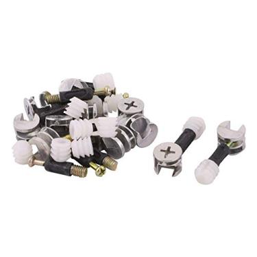 Imagem de Flyshop Conexão lateral do armário de móveis preta #1518 encaixe de came 40 mm de comprimento porca de plástico para cavilha pacote com 10