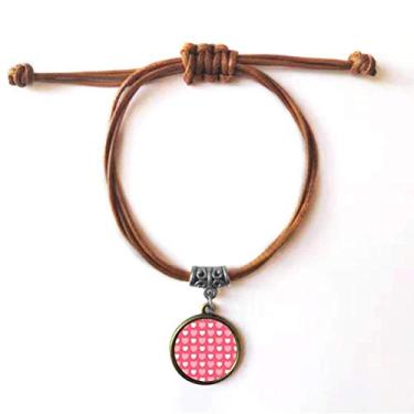 Imagem de Pulseira de couro com pontos de coração rosa e branco para Dia dos Namorados