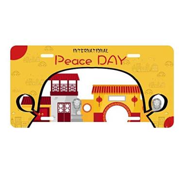 Imagem de DIYthinker Placa de carro com estampa chinesa da China Architecture Tag Decoração de carro Dia da Paz