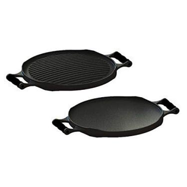 Imagem de Bifeteira Chapa Redonda Dupla Face Em Ferro Fundido 33 Cm